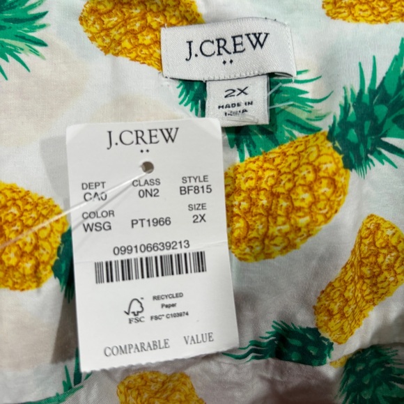 J.Crew Factory Sleeveless Shirt - Pineapple Print,‎ Lightweight, Breezy - Picture 6 of 9